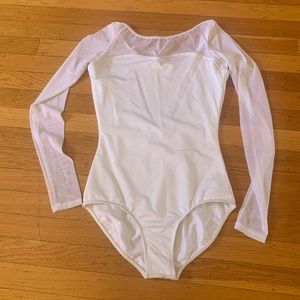 Mariia Crown white mesh long sleeve leotard size L